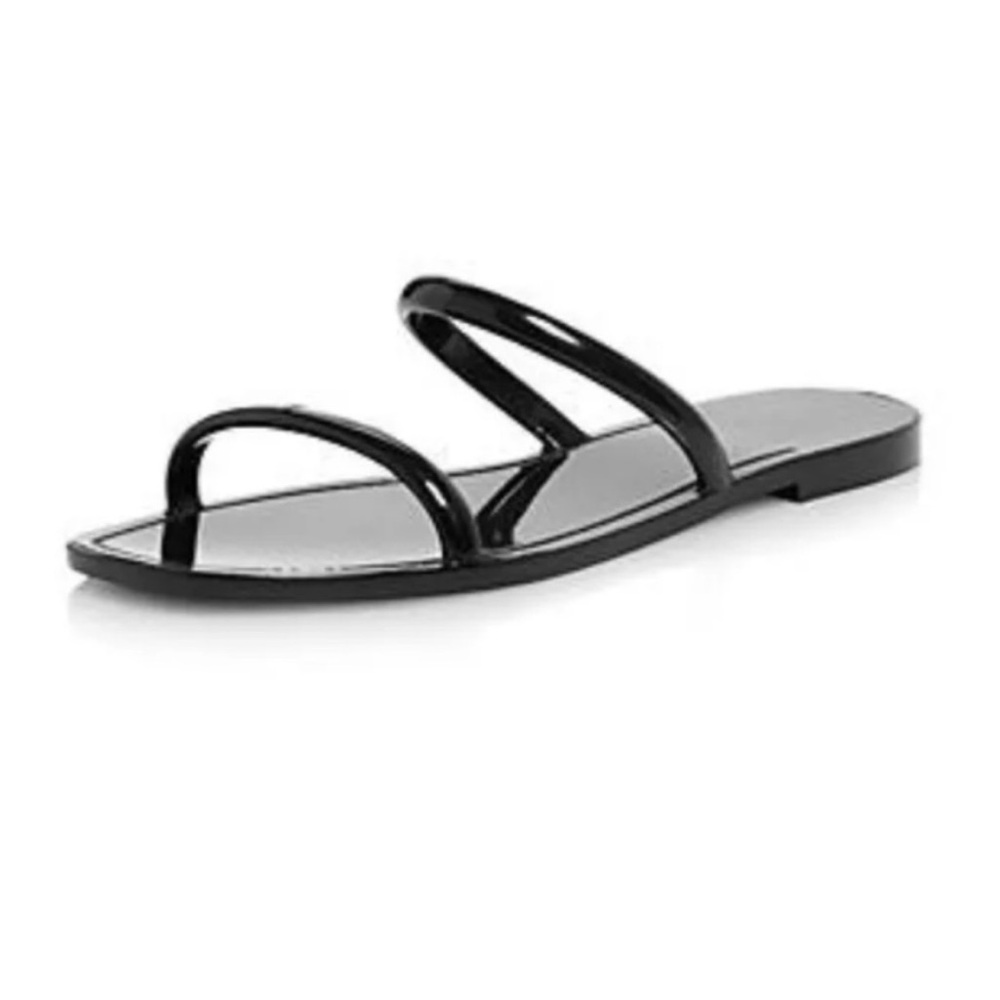 AQUA Metallic Slip On Flat
Jelly Women's Black Sandals Size 8B 🌸